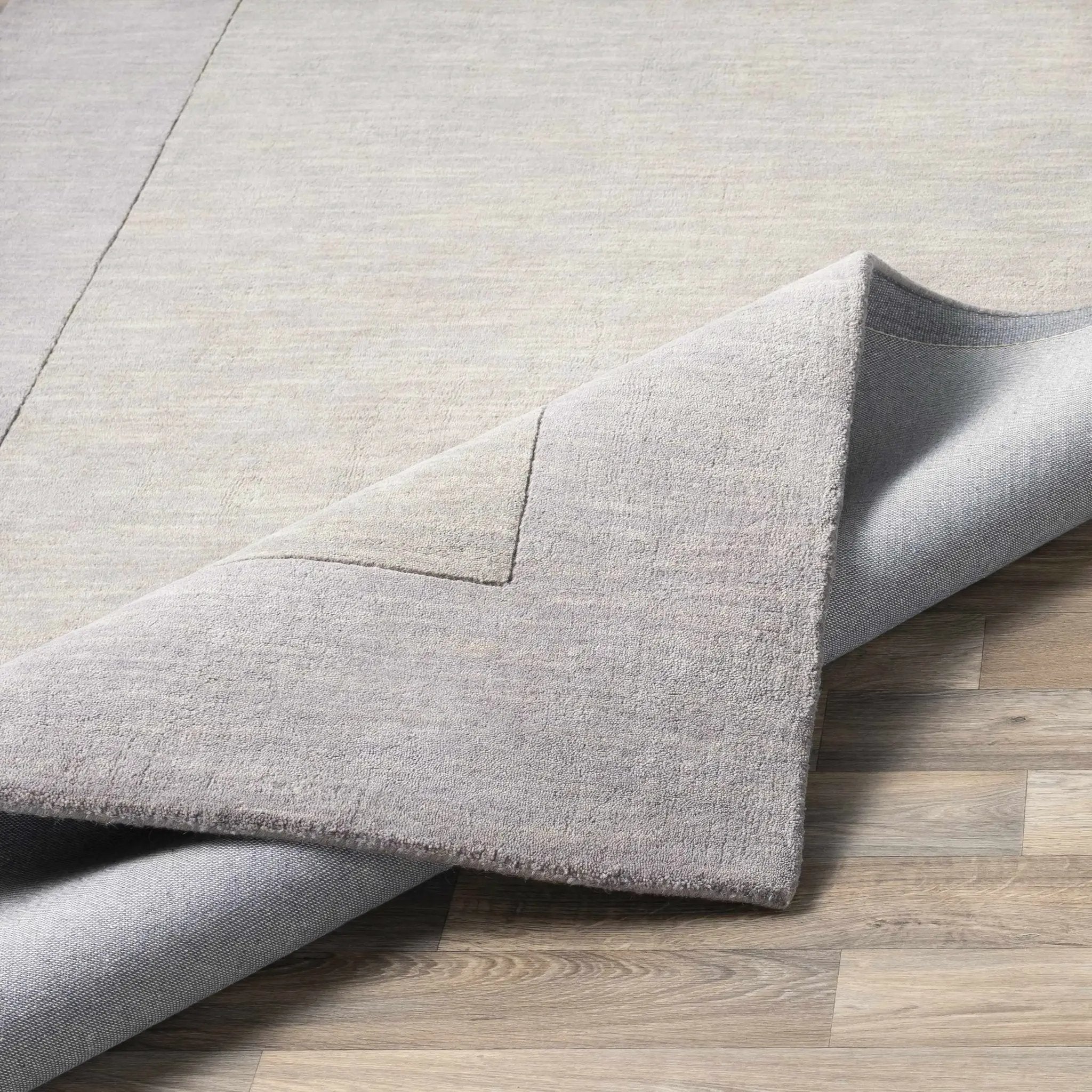 Bordered Solid Gray Wool Rug by Boutique Rugs
