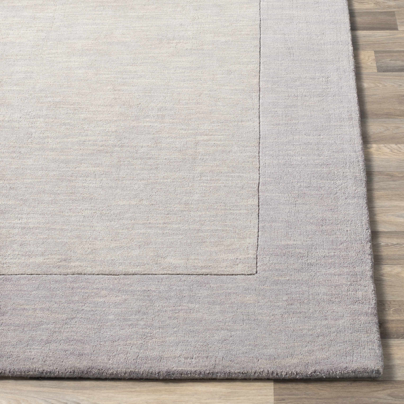 Bordered Solid Gray Wool Rug by Boutique Rugs