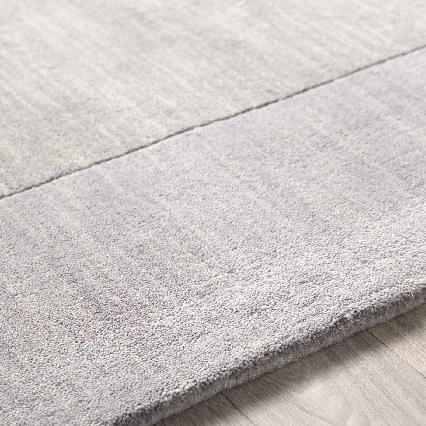 Bordered Solid Gray Wool Rug by Boutique Rugs