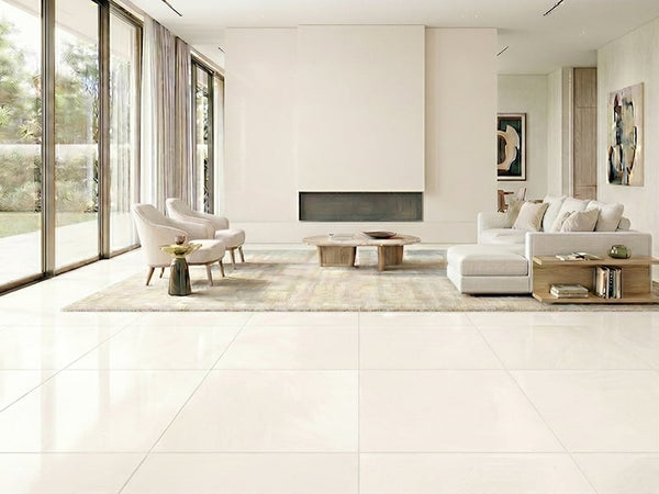 Champagne Belmont Honed Limestone Slab Random room scene