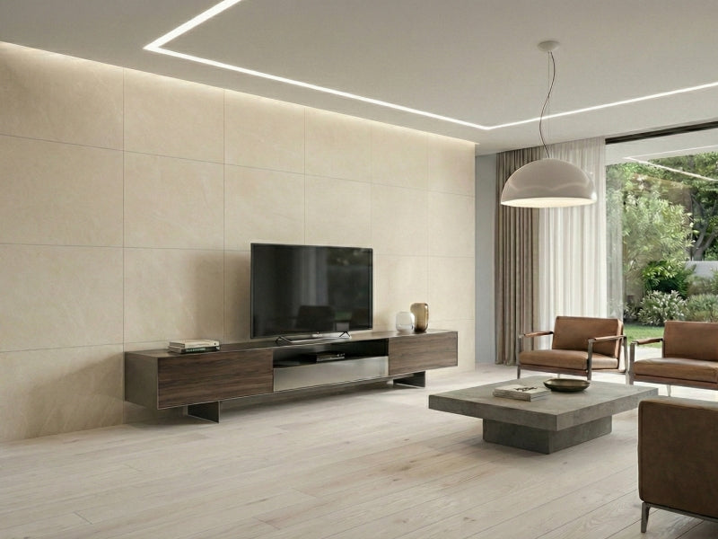 Champagne Belmont Honed Limestone Slab Random room scene 5