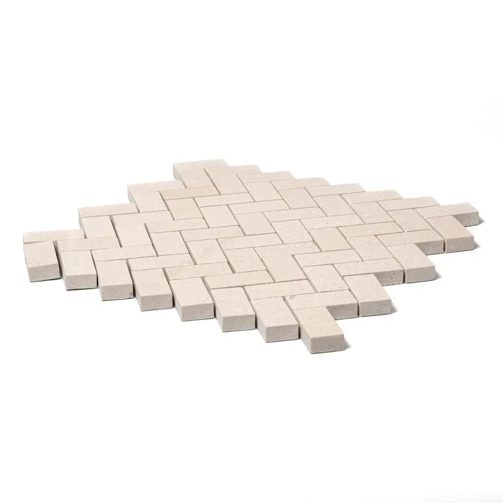 Champagne Honed Herringbone 1/2 Marble Mosaics 10x13 by Stonetiledepot