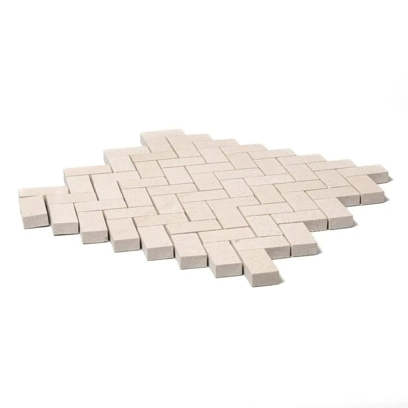 Champagne Honed Herringbone 1/2 Marble Mosaics 10x13 by Stonetiledepot