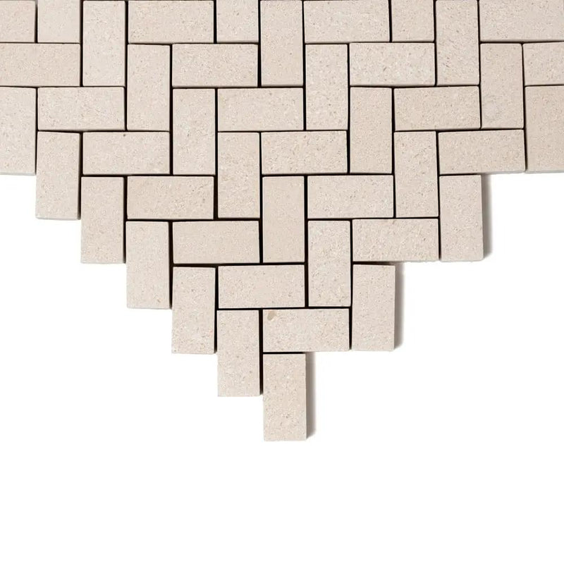Champagne Honed Herringbone 1/2 Marble Mosaics 10x13 by Stonetiledepot