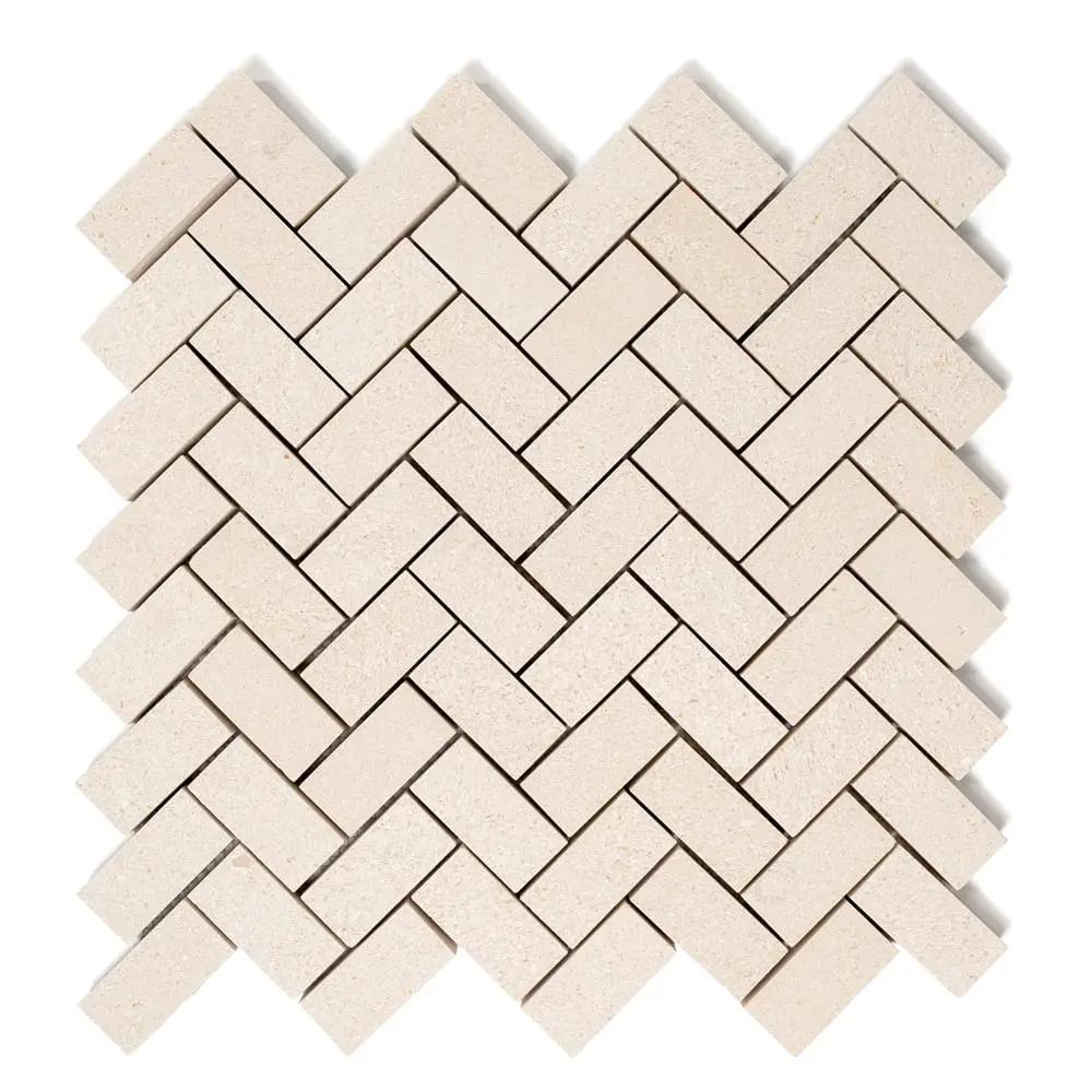 Champagne Honed Herringbone 1/2 Marble Mosaics 10x13 by Stonetiledepot