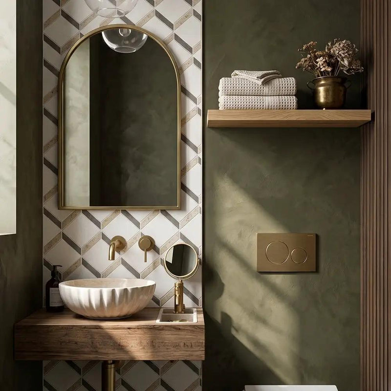 Champagne, Seashell, Bosphorus Honed Steps 3d Limestone Mosaics 14 9/16x14 15/16 by Stonetiledepot