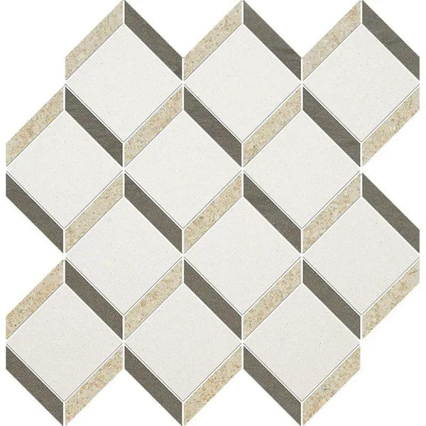 Champagne, Seashell, Bosphorus Honed Steps 3d Limestone Mosaics 14 9/16x14 15/16
