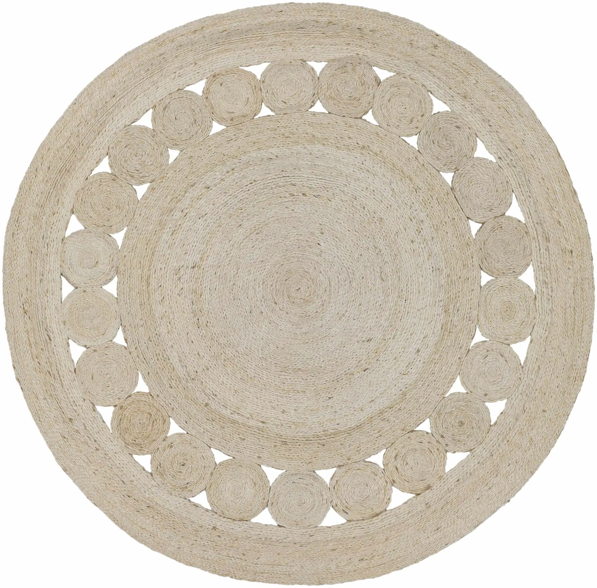 Stafford Bleached Jute Round Rug - Clearance by Boutique Rugs