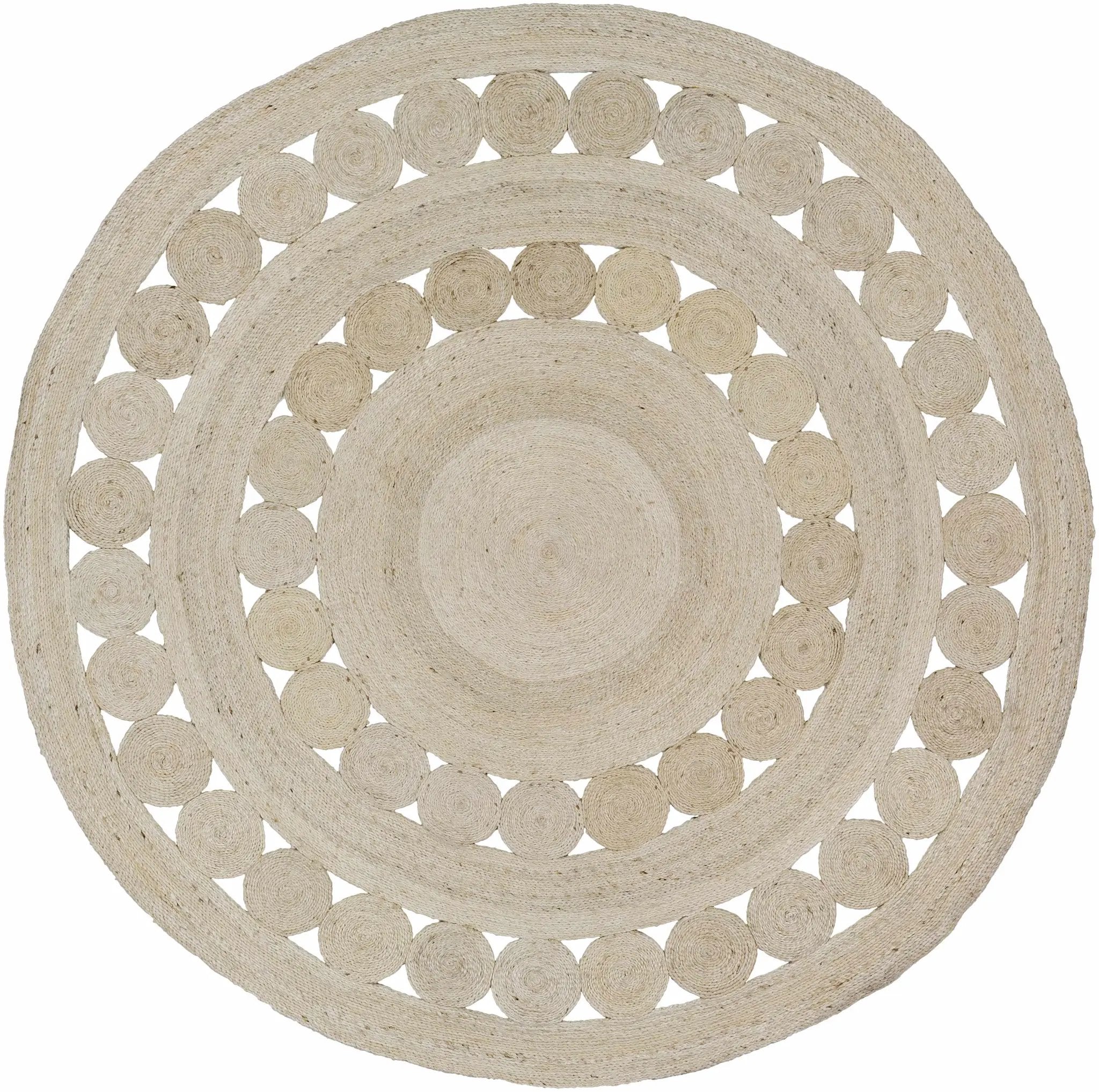 Stafford Bleached Jute Round Rug - Clearance by Boutique Rugs