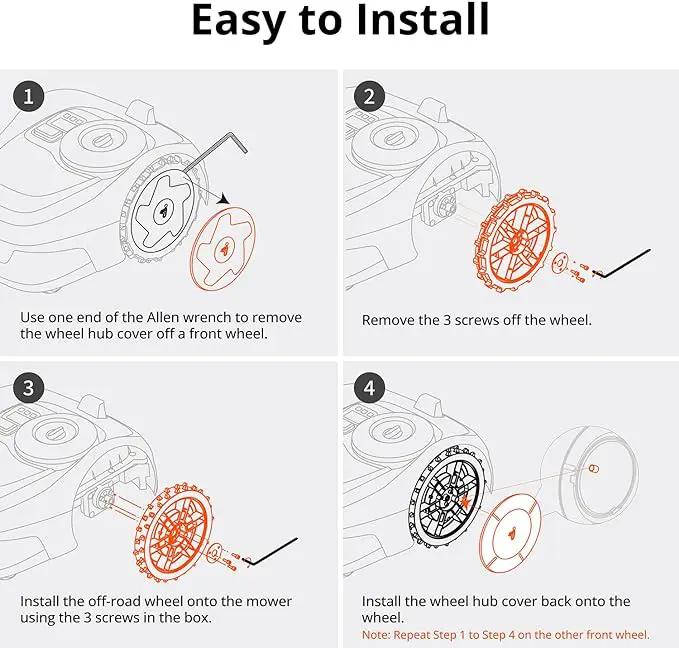 Segway Navimow Robust Off-Road Wheels with Spikes for Segway Navimow i Series – Superior Traction on Slopes and Mud by Outdoor-USA®