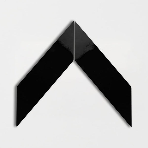 Midnight Glossy Chevron Ceramic Tiles 2x6