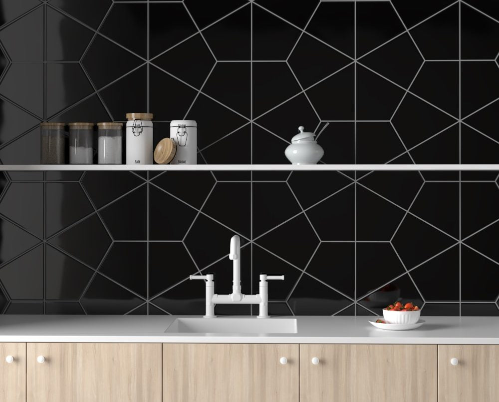 Midnight Glossy Diamante Ceramic Tiles 6x6 Ceramic Glossy 8x8 Tiles — 2