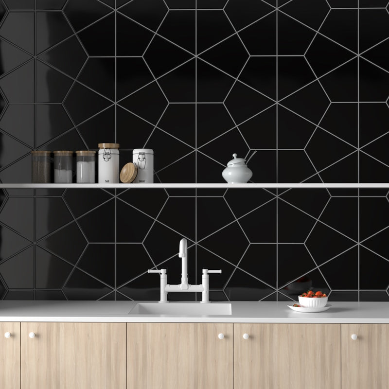 Midnight Glossy Diamante Ceramic Tiles 6x6 Ceramic Glossy 8x8 Tiles — 3