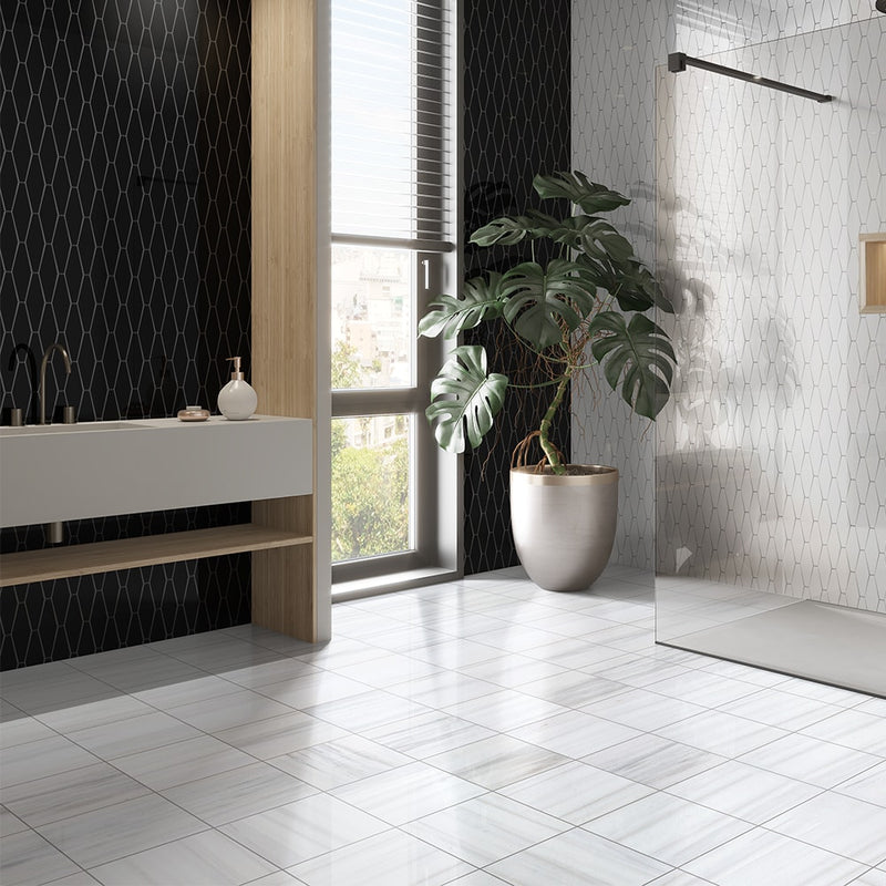 Midnight Glossy Longest Hexagon Ceramic Tiles 3x7 7/8 Ceramic Glossy 2x8 Tiles — 2