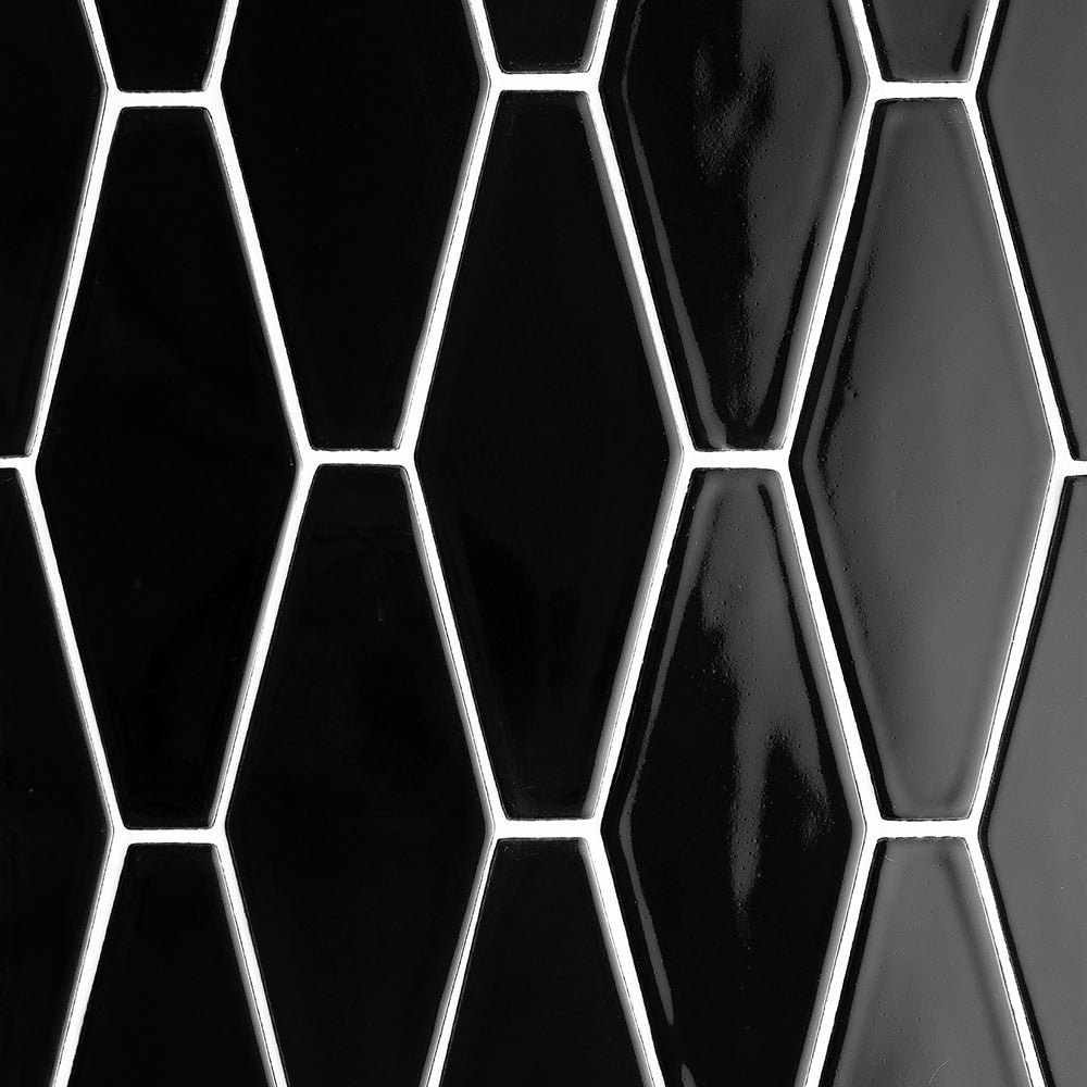 Midnight Glossy Longest Hexagon Ceramic Tiles 3x7 7/8 Ceramic Glossy 2x8 Tiles — 2