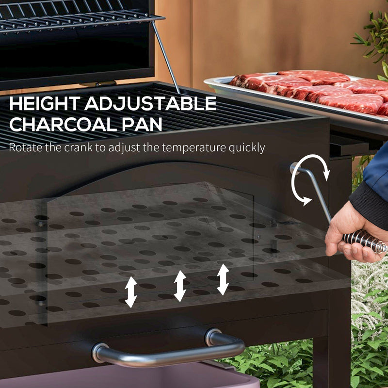 Charcoal Grill with Adjustable Height and Folding Shelves - Black Steel, photo 7 of 9