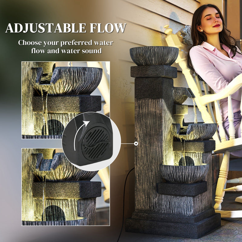 Resin Tiered Outdoor Fountain 4 Bowl Two Tone, photo 5 of 10