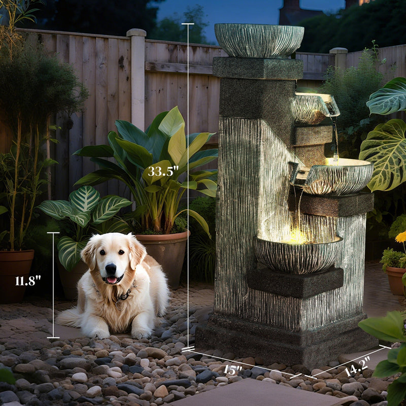 Resin Tiered Outdoor Fountain 4 Bowl Two Tone, photo 7 of 10
