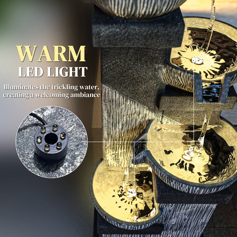 Resin Tiered Outdoor Fountain 4 Bowl Two Tone, photo 6 of 10