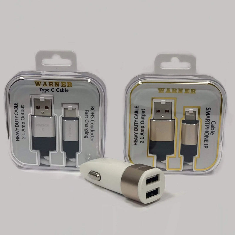 Warner Deluxe Royal Micro Charging and Data Cable - Compatible with Android, Samsung, Galaxy, Motorola, HTC, LG, BlackBerry, Nokia, Kyosera, Sony - Color Blue/Black by Selzalot