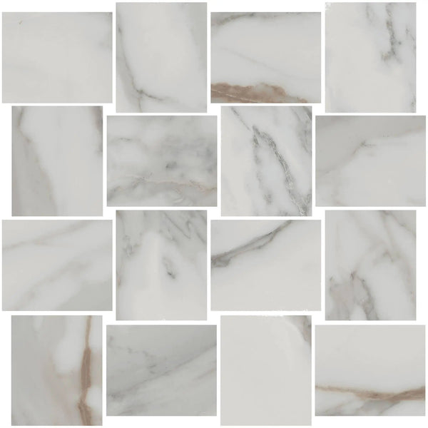 Charme Calacatta Gold Mosaic B Marble Look Porcelain Mosaics 12x12