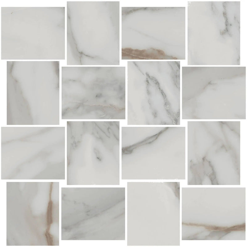 Charme Calacatta Gold Mosaic B Marble Look Porcelain Mosaics 12x12 by landmarkceramics