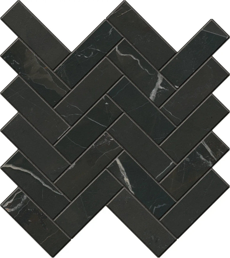 Charme Evo Calacatta Black Blk Covebase Marble Look Porcelain Moldings 6x12 by landmarkceramics