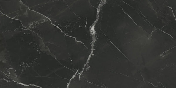 Charme Evo Calacatta Black Marble Look Porcelain Tiles 12x24