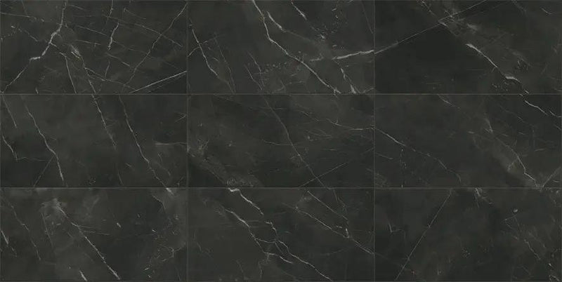 Charme Evo Calacatta Black Marble Look Porcelain Tiles 24x24 by landmarkceramics