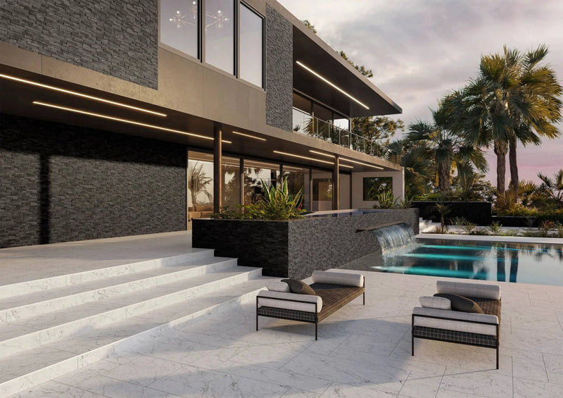 Frontier20 Michelangelo Extra White Marble Look Porcelain Pavers 24x48 by landmarkceramics