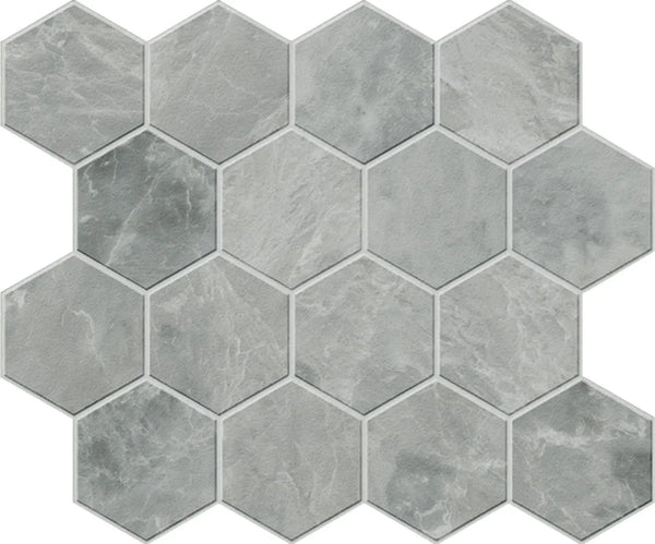 Charme Evo Pearl Grey Mosaic D Marble Look Porcelain Mosaics 12x10