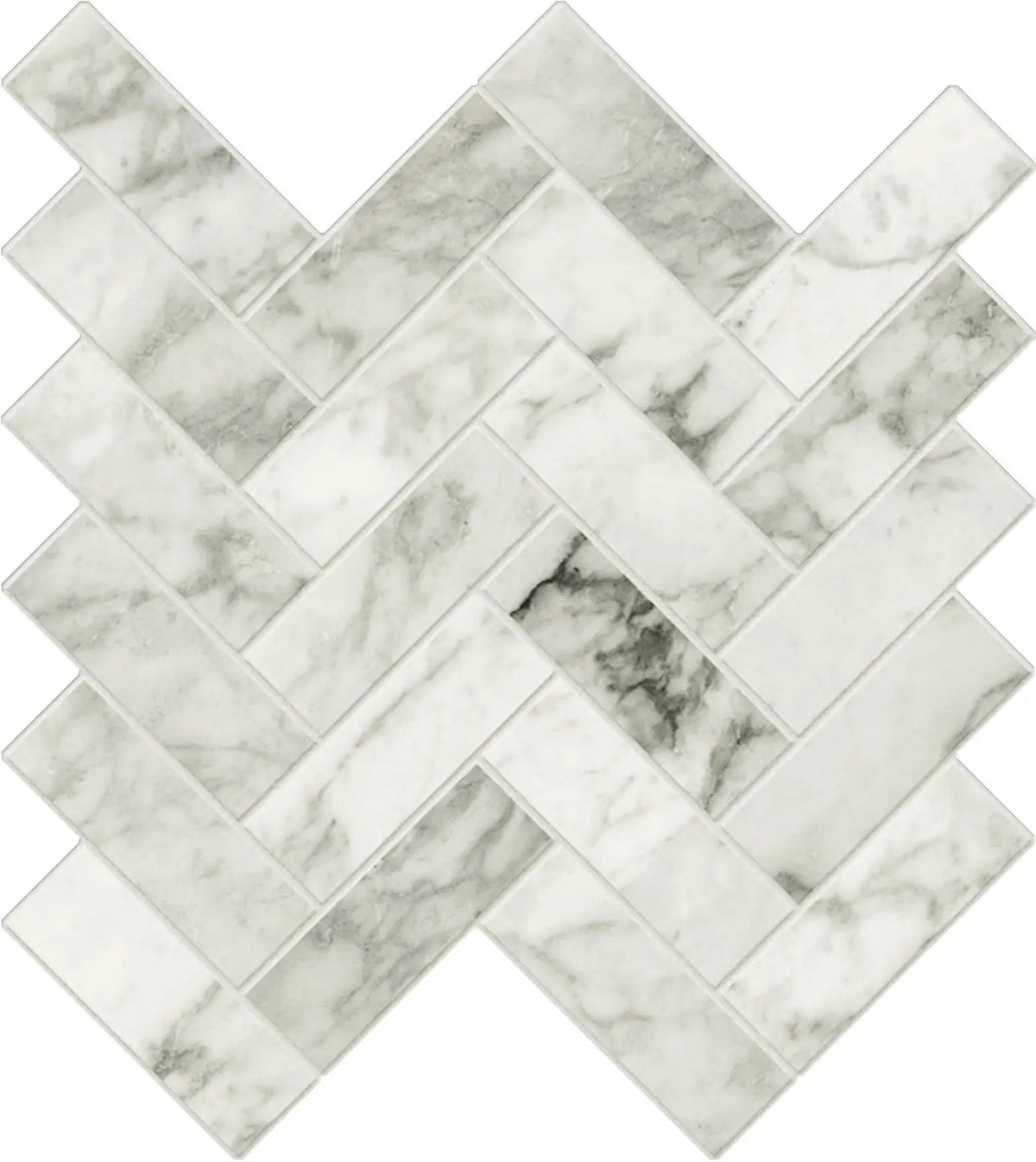 Charme Evo Renoir Plus Herringbone Marble Look Porcelain Mosaics 12x12 by landmarkceramics