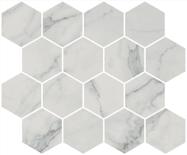 Charme Veined Statuario Bullnose Marble Look Porcelain Moldings 3x24