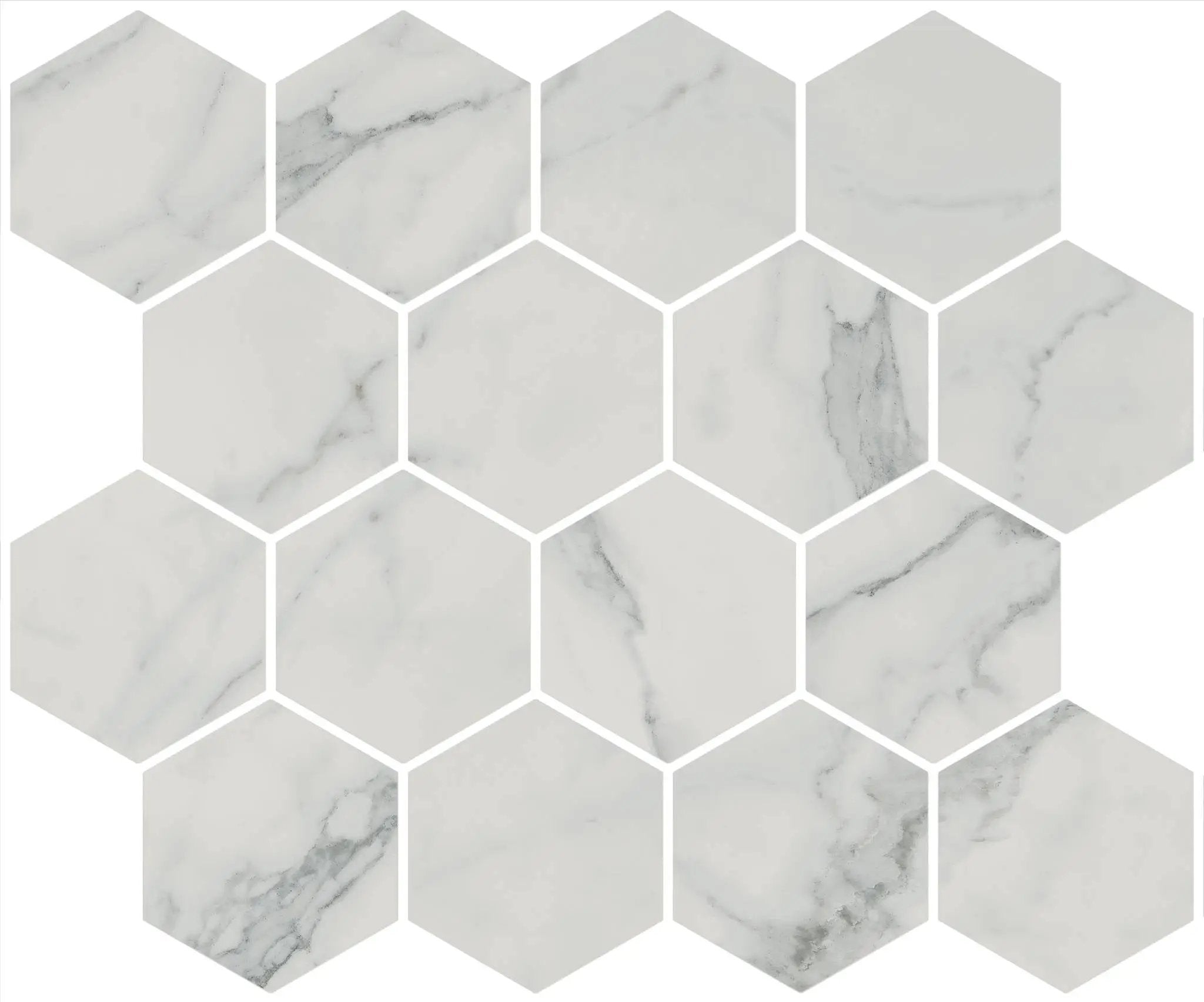 Charme Veined Statuario Mosaic D Marble Look Porcelain Mosaics 12x10 by landmarkceramics
