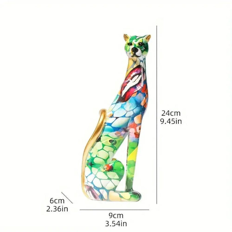 Colorful Cheetah Figurine Modern Artistic Table Decor by House Of Avana