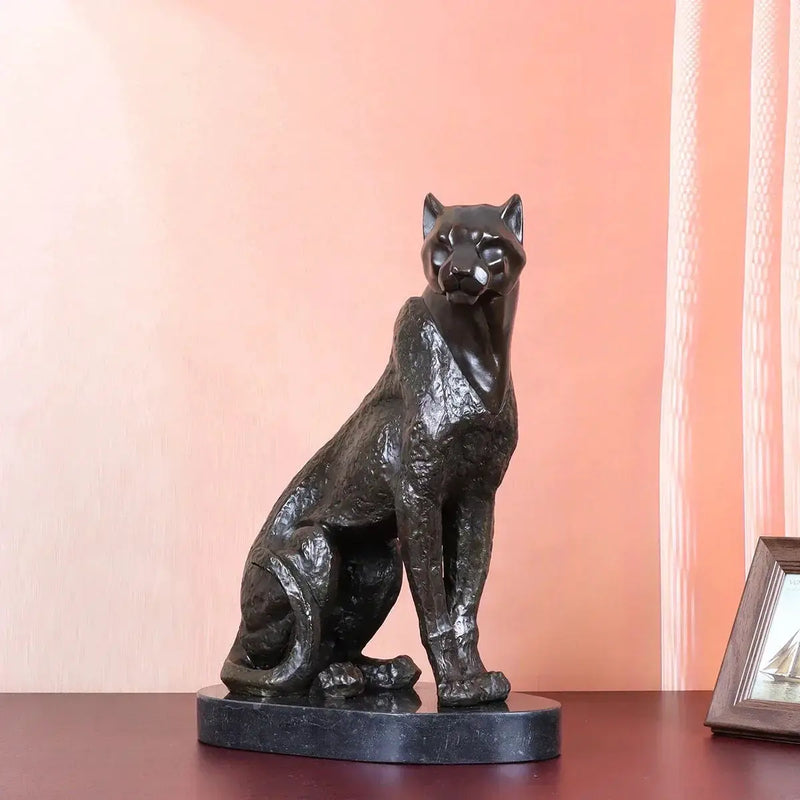 Bronze Cheetah Decorative Sculpture for Living Room Tabletop Decor by House Of Avana