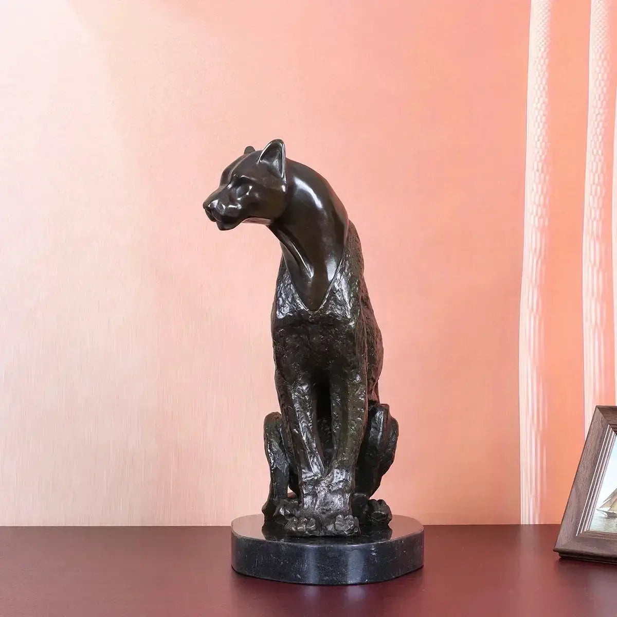 Bronze Cheetah Decorative Sculpture for Living Room Tabletop Decor by House Of Avana