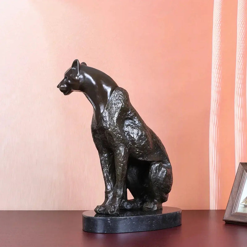 Bronze Cheetah Decorative Sculpture for Living Room Tabletop Decor by House Of Avana