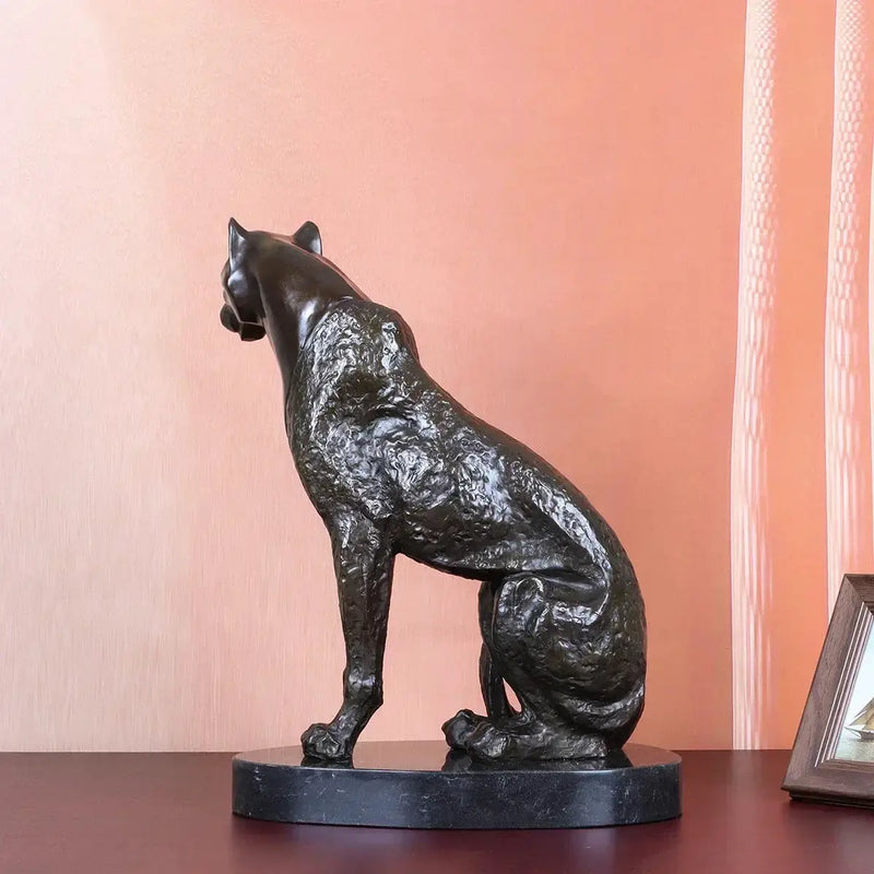 Bronze Cheetah Decorative Sculpture for Living Room Tabletop Decor by House Of Avana