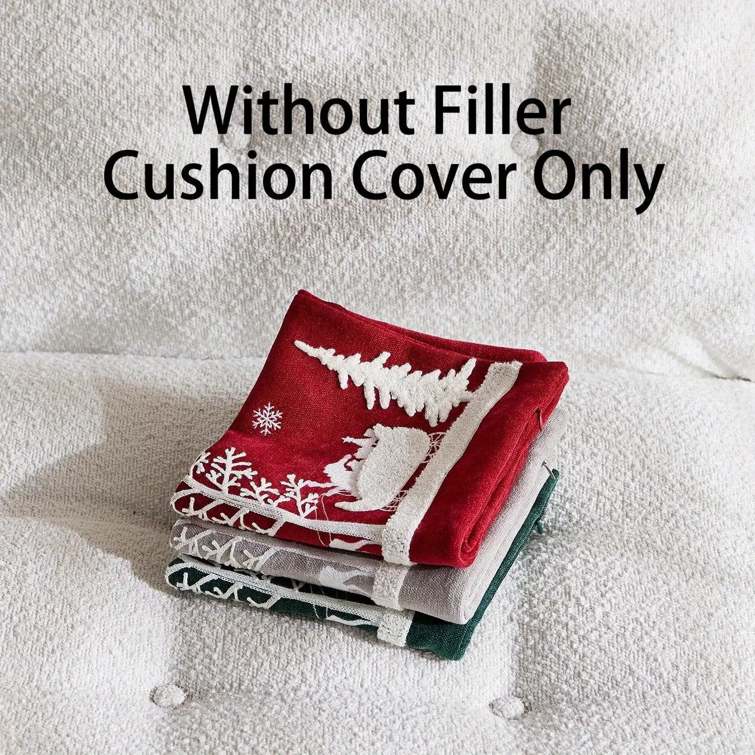 Chenille Christmas Pillowcase with Embroidered Santa Sled Design by House Of Avana