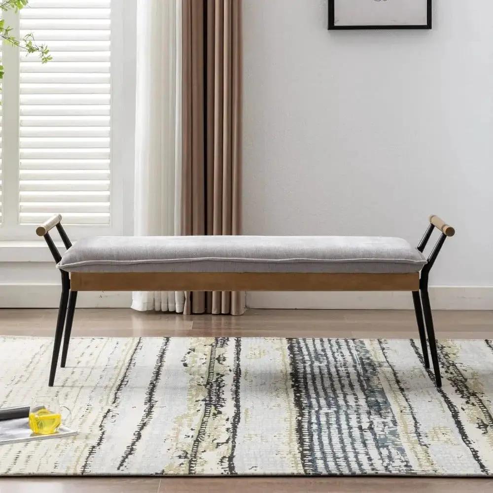 Chenille Storage Bench with Entryway Shelf and Modern Design by House Of Avana