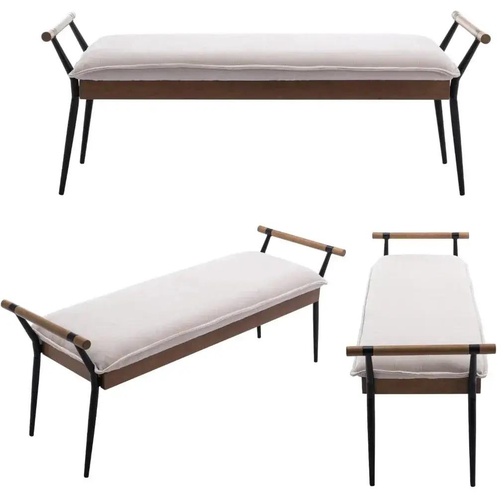 Chenille Storage Bench with Entryway Shelf and Modern Design by House Of Avana