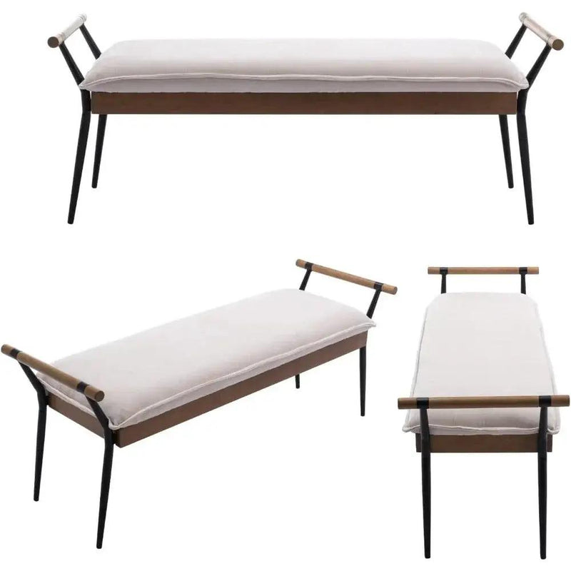 Chenille Storage Bench with Entryway Shelf and Modern Design by House Of Avana