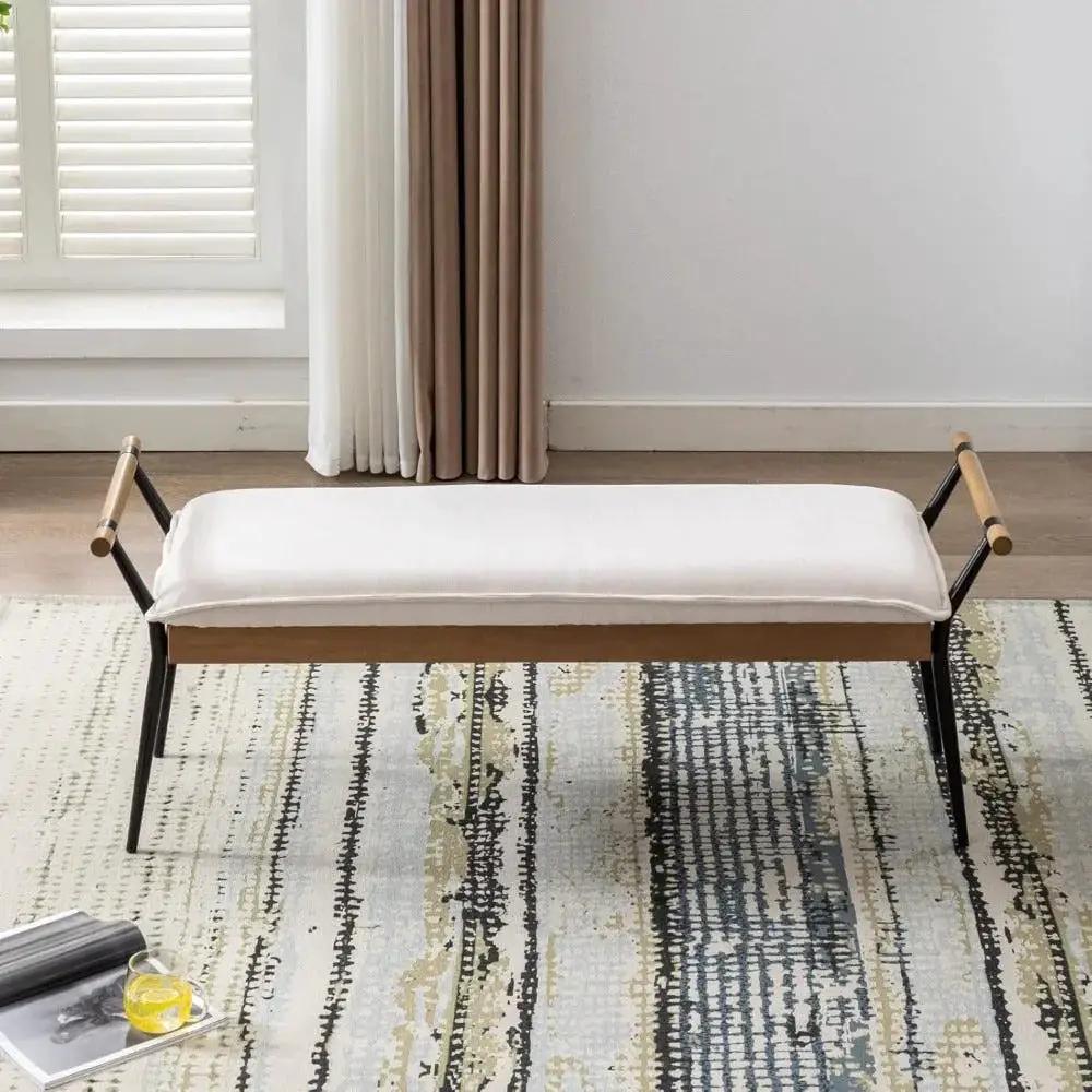 Chenille Storage Bench with Entryway Shelf and Modern Design by House Of Avana