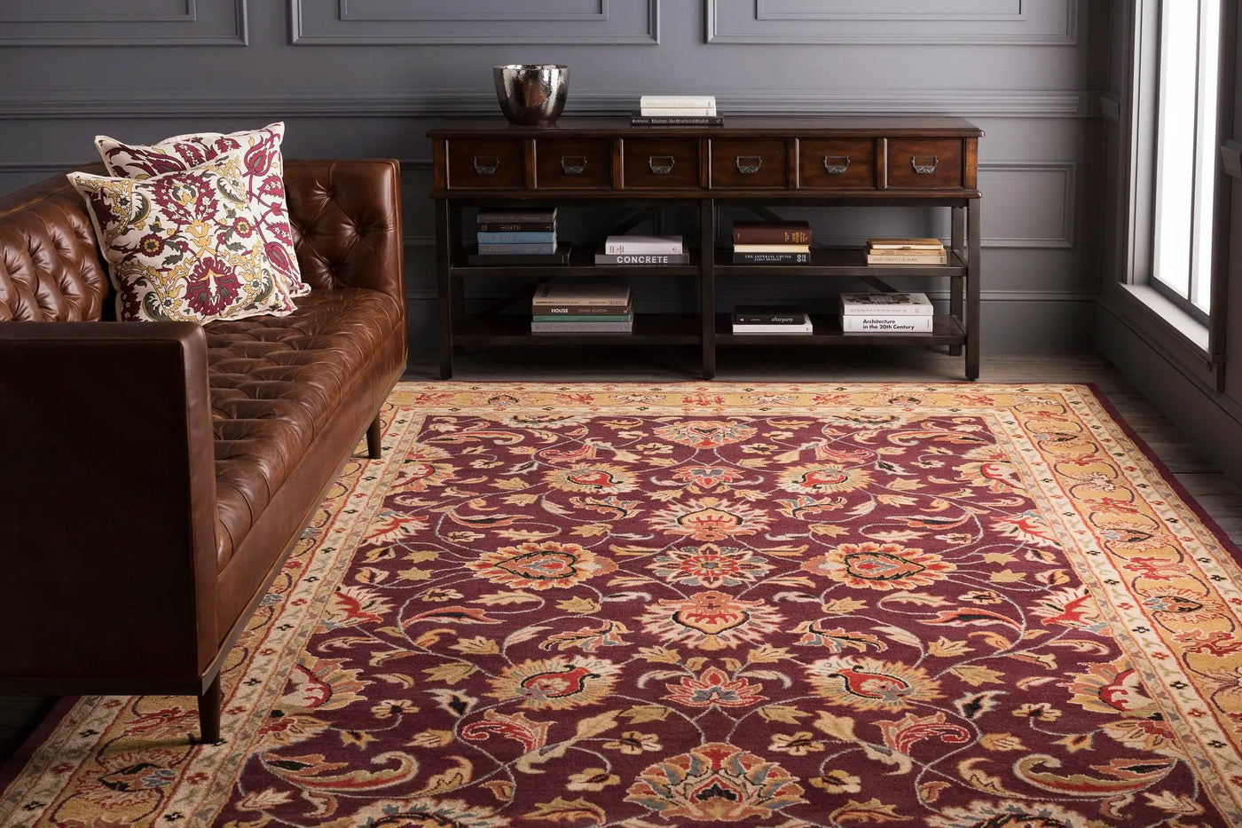 Cherryfield Burgundy 1024 Wool Area Rug by Boutique Rugs