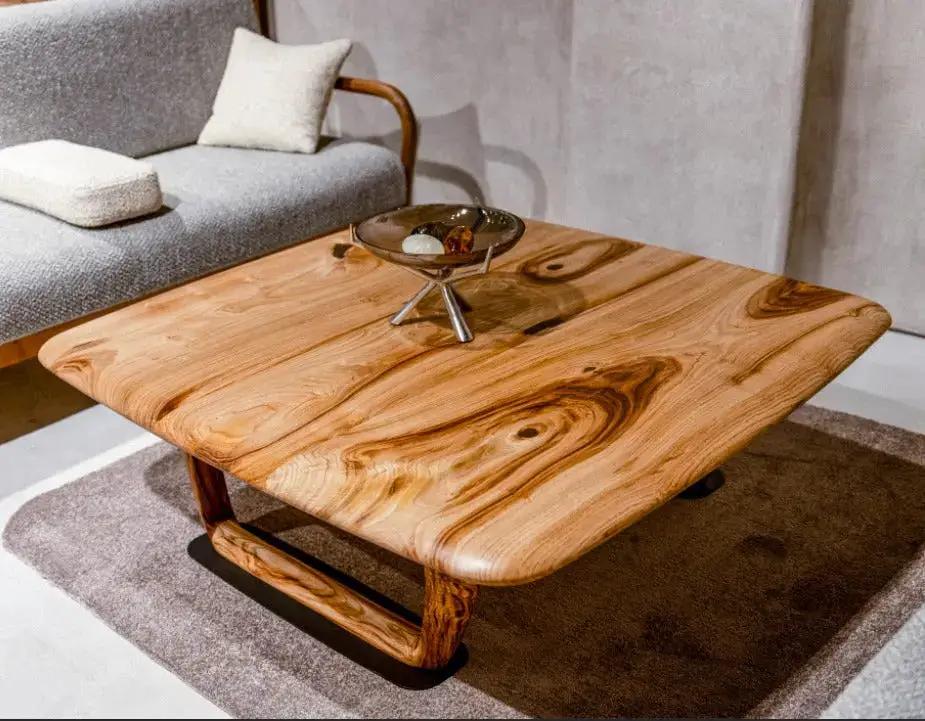 Rustic Solid Chestnut Wood Coffee Table with chestnut legs by Gizz