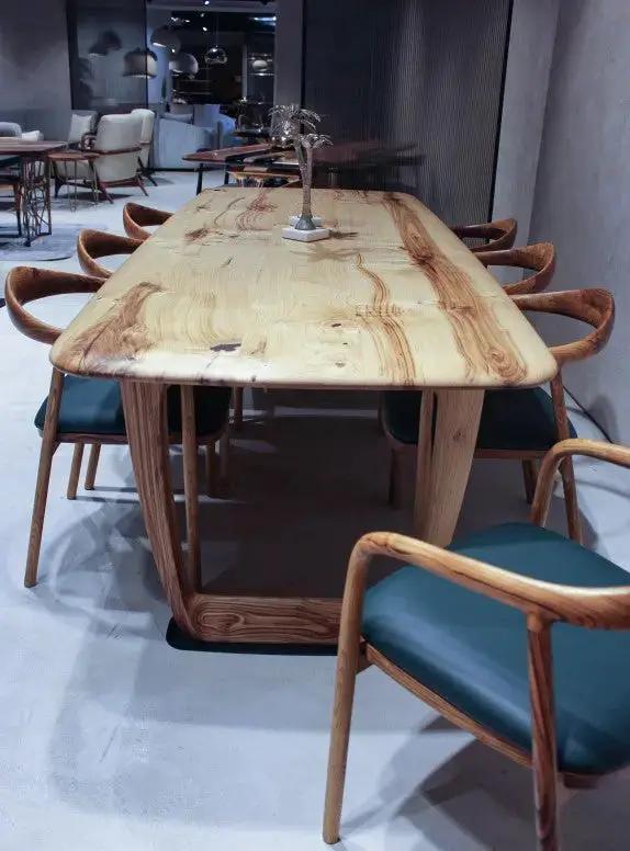 Rustic Solid Chestnut Wood Dining Table with Chestnut Legs by Gizz