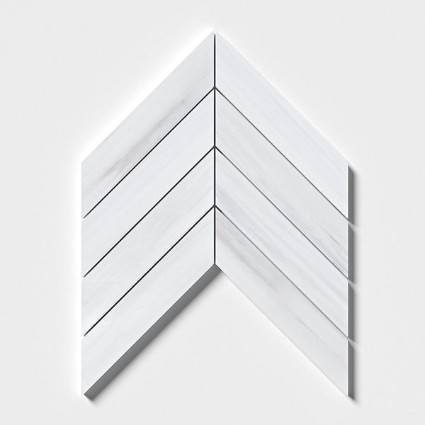 Bianco Dolomiti Polished Chevron Waterjet Marble Waterjet Mosaics 13x10