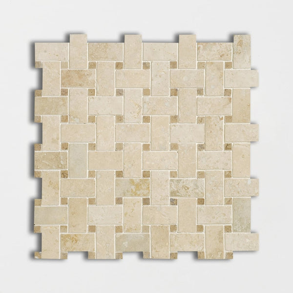 Chiaro Honed Filled Basket Weave Travertine Mosaics 12x12