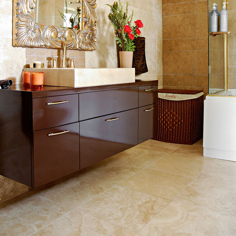 Chiaro Polished Filled Travertine Tiles 12x12 Travertine Polished Filled 12x12 Tiles — 2